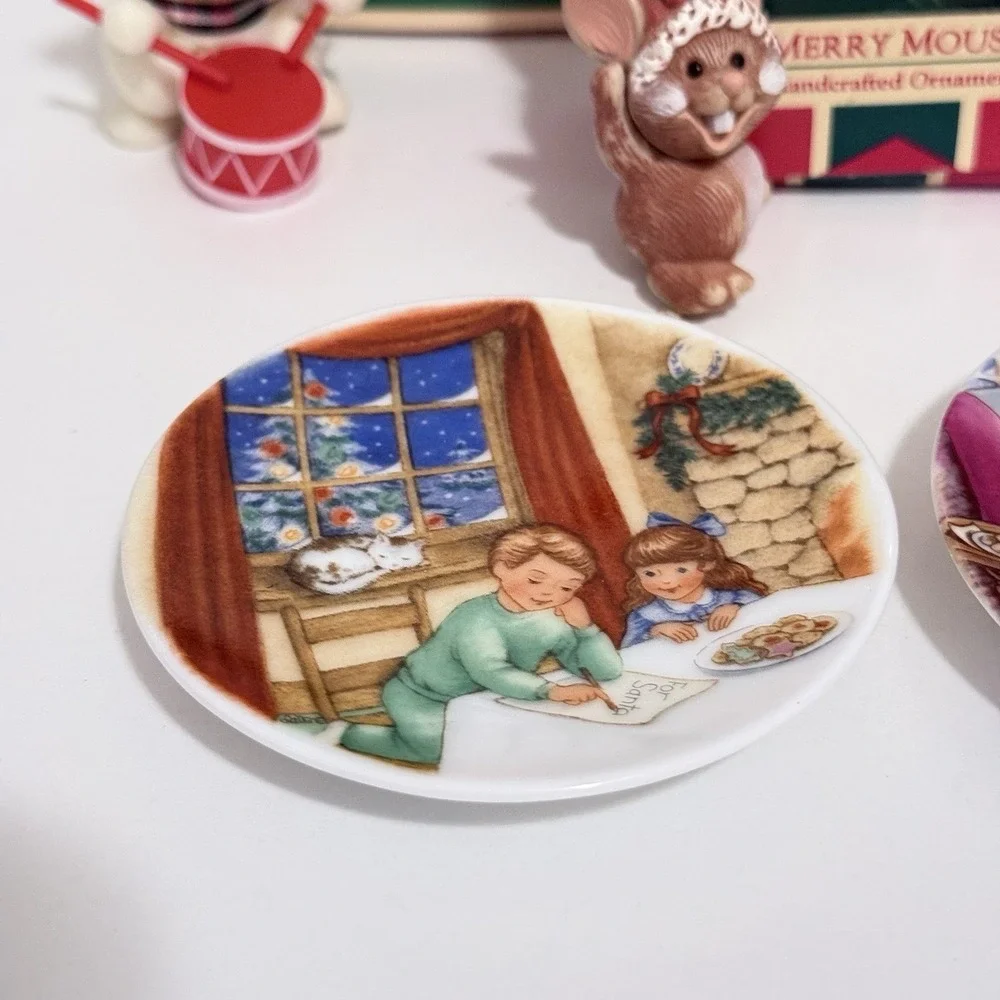 Vtg Hallmark Ornaments Lot Drummer Mouse Merry Bear Cookies Waiting Light Santa